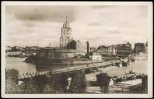 Postcard Viipuri Wyborg Выборг Wiborg Hafen Turm 1928