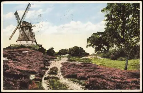 Ansichtskarte .Niedersachsen Lüneburger Heide Windmühlen Windmill 1933