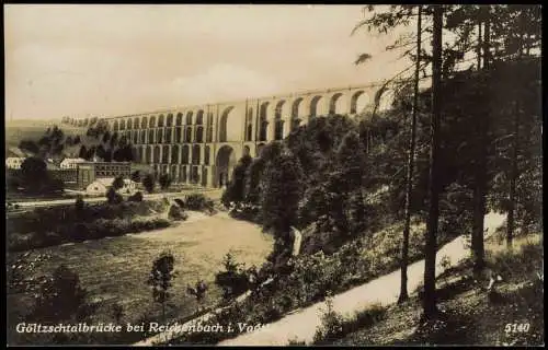 Ansichtskarte Mylau-Reichenbach (Vogtland) Göltzschtalbrücke vom Wald 1936