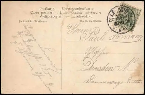 Ansichtskarte Leipzig  Damen-Orchester P. Schultz. 1905  gel. Stempel Connewitz