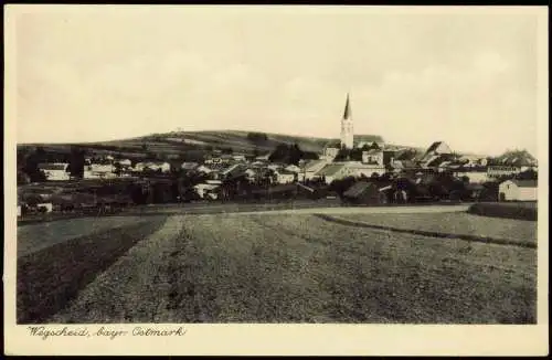 Ansichtskarte Wegscheid-Lenggries Ortsansicht 1934  Bahnpoststempel Passau