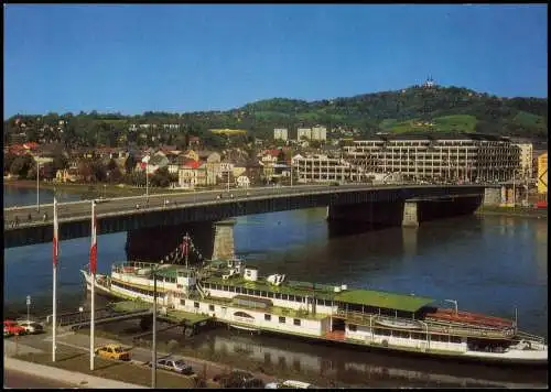 Ansichtskarte Linz Panorama-Ansicht Partie a.d. Donau-Brücke 1990