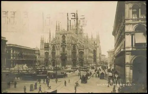 Mailand Milano Piazza del Domo Tram Straßenbahn - Fotokarte 1925