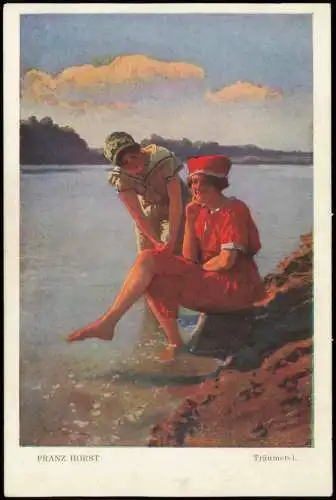 Ansichtskarte  Künstlerkarte Träumerei Frauen am Strand 1928