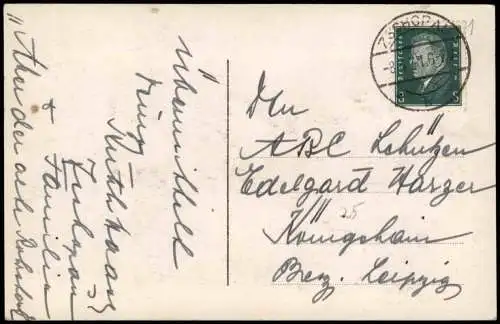 Schulanfang Einschulung Mädchen mit Zuckertüte Colorfoto AK 1931