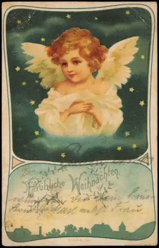 Ansichtskarte  Motiv: Engel Angel in den Sternen Weihnachten Christmas 1903