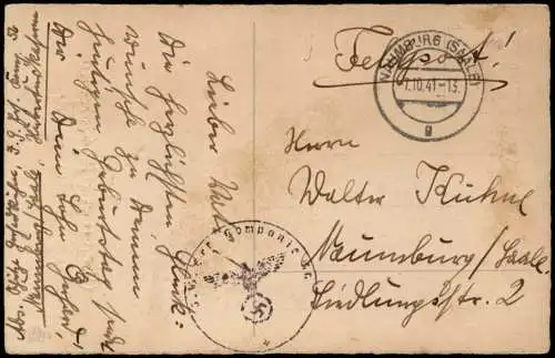 Ansichtskarte  Scherenschnitt Schattenschnitt Engel Geburtstag 1941 Feldpost
