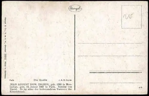 Ansichtskarte  Künstlerkarte: J.A.D. Ingres La Source Die Quelle 1911