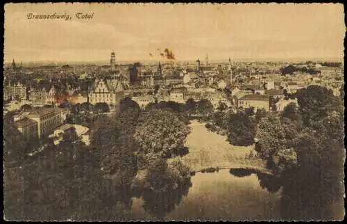 Ansichtskarte Braunschweig Blick über die Stadt 1918