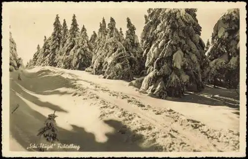 Ansichtskarte Oberwiesenthal Fichtelberg Erzgebirge Schi-Flügel 1938