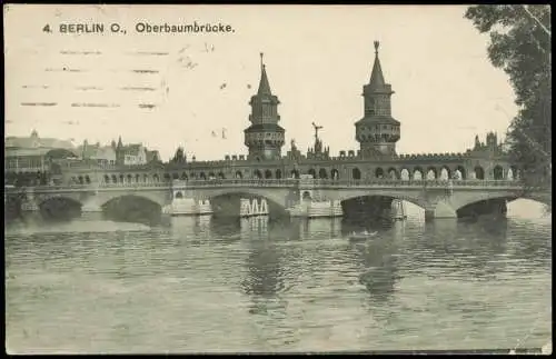 Ansichtskarte Friedrichshain-Berlin Oberbaumbrücke 1924