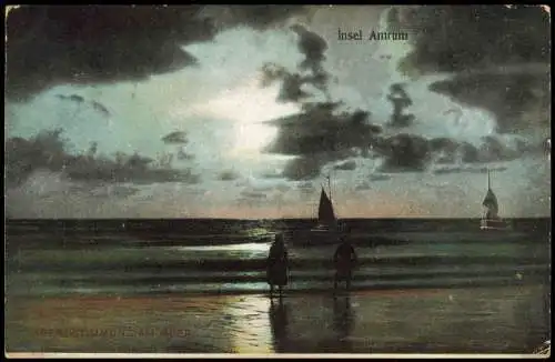 Ansichtskarte Insel Amrum Abendstimmung am Meer 1909