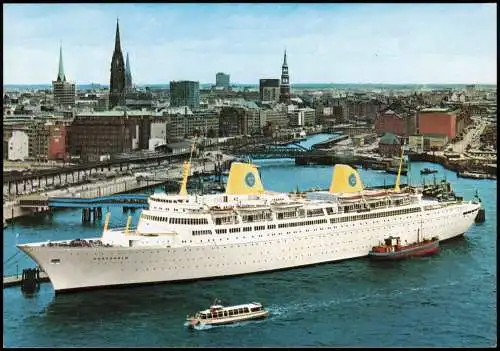 Ansichtskarte  Hamburg Überseebrücke und Blick auf die City 1975