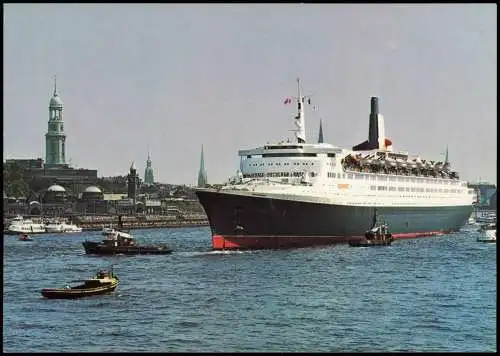 Hamburg Hafen mit Dampfer Schiff Ship "Queen Elizabeth 2" 1975