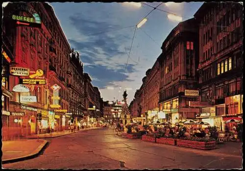 Ansichtskarte Wien GRABEN mit PESTSÄULE bei Abendstimmung 1974