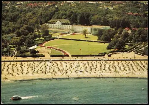 Ansichtskarte Travemünde-Lübeck Luftbild, Strand vom Flugzeug aus 1970