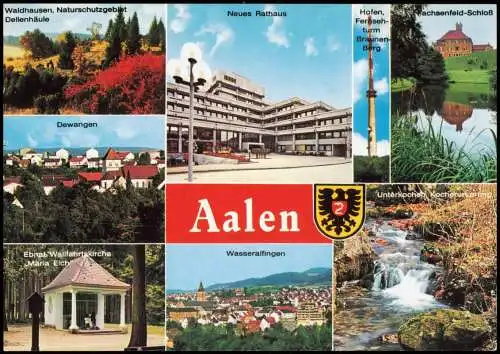 Aalen Mehrbild-AK u.a. Dewangen Neues Rathaus Waldhausen, Naturschutzgebiet 1980