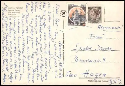 Cartolina Ischia Veduta Aerea ISCHIA PORTO 1983