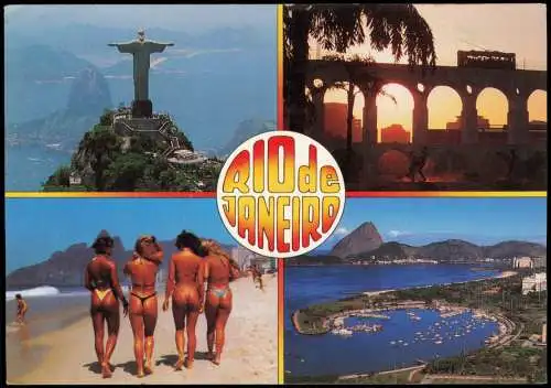 Rio de Janeiro Mehrbild-AK Ortsansichten u.a. Mädels am Strand 1990