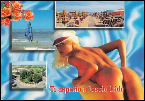 Jesolo Italien Mehrbildkarte mit Strand, "nude Girl" und Meeresküste 1999/1997