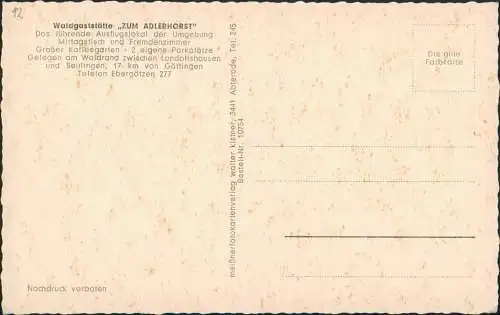 Ebergötzen Umland-Ansicht 3 Fotos Waldgaststätte „ZUM ADLERHORST" 1968