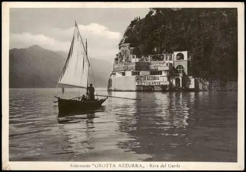 Cartolina Riva del Garda Ristorante GROTTA AZZURRA am Gardasee 1930