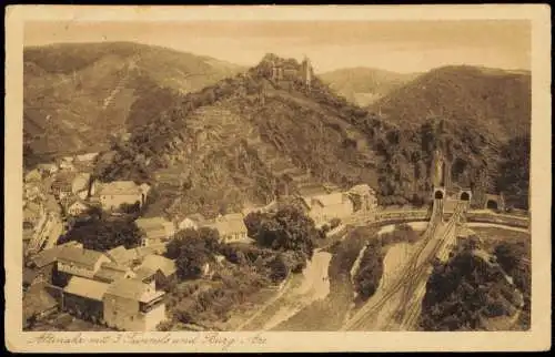 Ansichtskarte Altenahr Altenahr mit 3 Tunnels und Burg Are 1920