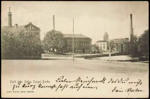 Postcard Borås Fabrik Parti från Södra Torget Borås. 1906  Sweden