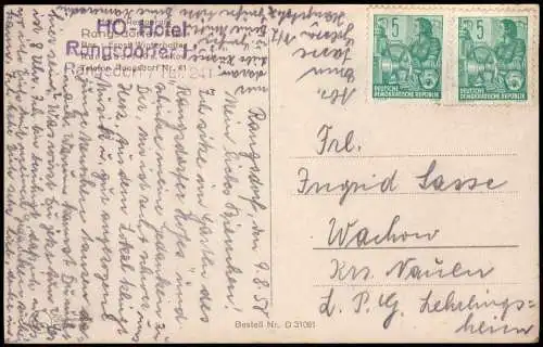 Ansichtskarte Rangsdorf Hotel Rantgsdorfer Höhe 1940  gel. 1958