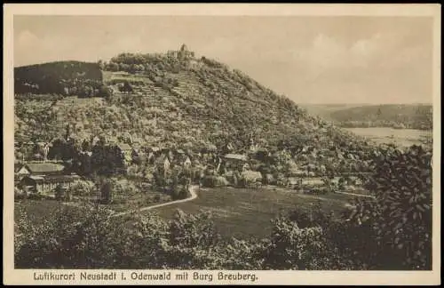 Neustadt (Odenwald/Hessen)-Breuberg Stadt mit Burg Breuberg. 1922