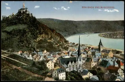 Ansichtskarte Braubach Braubach und Marksburg. 1914