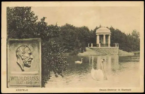 Ansichtskarte Krefeld Crefeld Deuss-Denkmal im Stadtwald 2Bild 1915