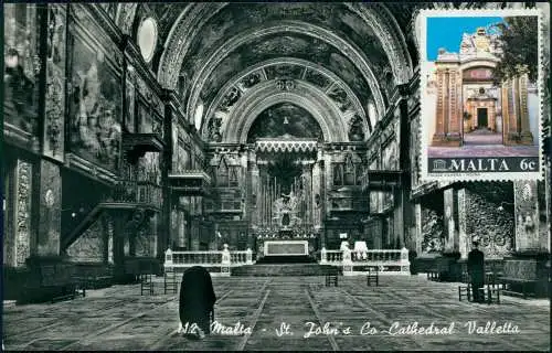 Postcard Valletta St. John's Cathedral Kathedrale Valletta 1960