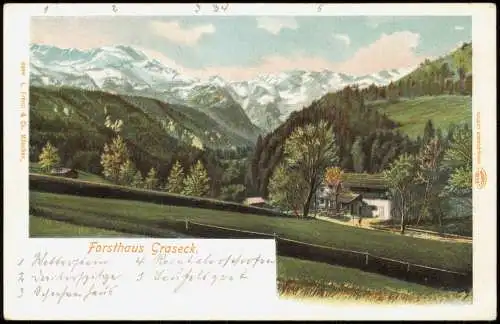 Ansichtskarte Partenkirchen-Garmisch-Partenkirchen Forsthaus Graseck 1909