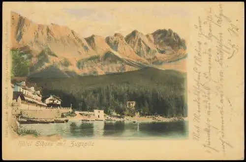 Ansichtskarte Garmisch-Partenkirchen Hotel Eibsee mit Zugspitze 1901