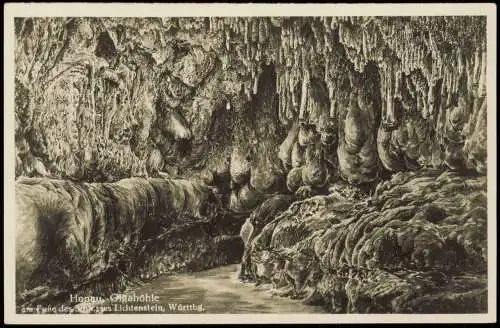 Ansichtskarte Honau Olgahöhle am Fuße Schloß Lichtenstein 1930