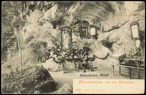 Ansichtskarte Prien Michaelisklause auf der Stronalpe. Gefundenes Glück. 1910