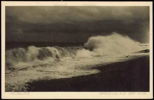 Ansichtskarte Helgoland (Insel) Brandung an der Düne 1924