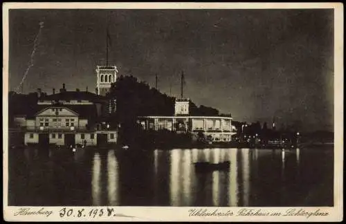 Uhlenhorst-Hamburg Uhlenhorster Fährhaus bei Nacht im Lichterglanz 1938