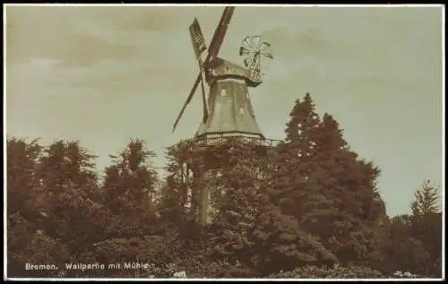 Ansichtskarte Bremen Wallpartie mit Mühle Windmühle Windmill 1929