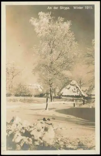 Ukraine Dorf im Winter Die Strypa Стрипа Стрып 1915  b. Ternopil Ukraine