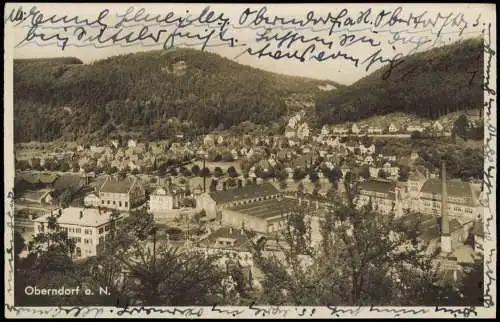 Ansichtskarte Oberndorf (Neckar) Stadtblick mit Fabrikanlage 1935