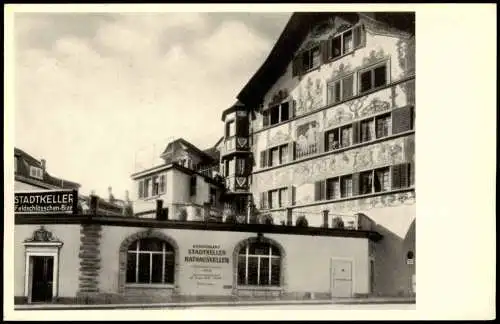 Luzern Lucerna Sternenplatz mit Restaurant Stadtkeller u. Rathauskeller  2 1960