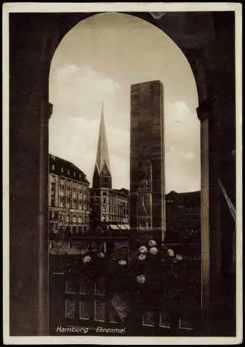 Ansichtskarte Hamburg Durchblick zum Ehrenmal 1932