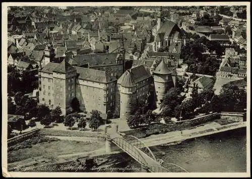 Ansichtskarte Torgau Luftbild Schloß Hartenfels u. Stadt 1934