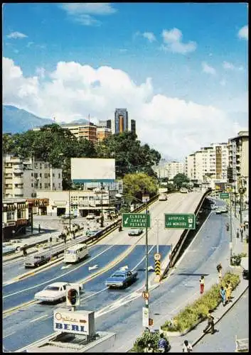 Caracas Verkehr, Straßen-Ansicht, Autos PUENTE "ELEVADO" Chacaito 1980