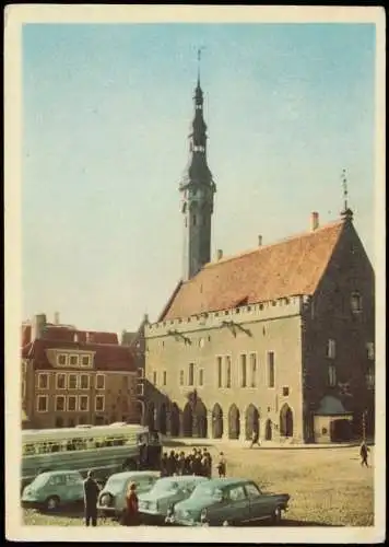 Postcard Reval Tallinn (Ревель) Rathaus Auto Bus 1960 Estonia Eesti