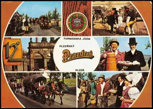 Postcard Pilsen Plzeň Mehrbild Bier Fest Typen 1973