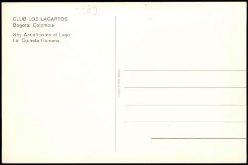 Postcard Bogota Club los Lagartos Wasserski 1968  Kolumbien Columbia
