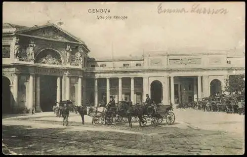 Genua Genova (Zena) Stazione Principe, Pferde-Kutschen 1908/1906